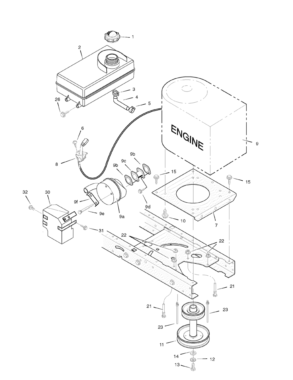 Engine Mount Diagram and Parts List for 385002X78C 2006 Briggs and Stratton Lawn Tractor